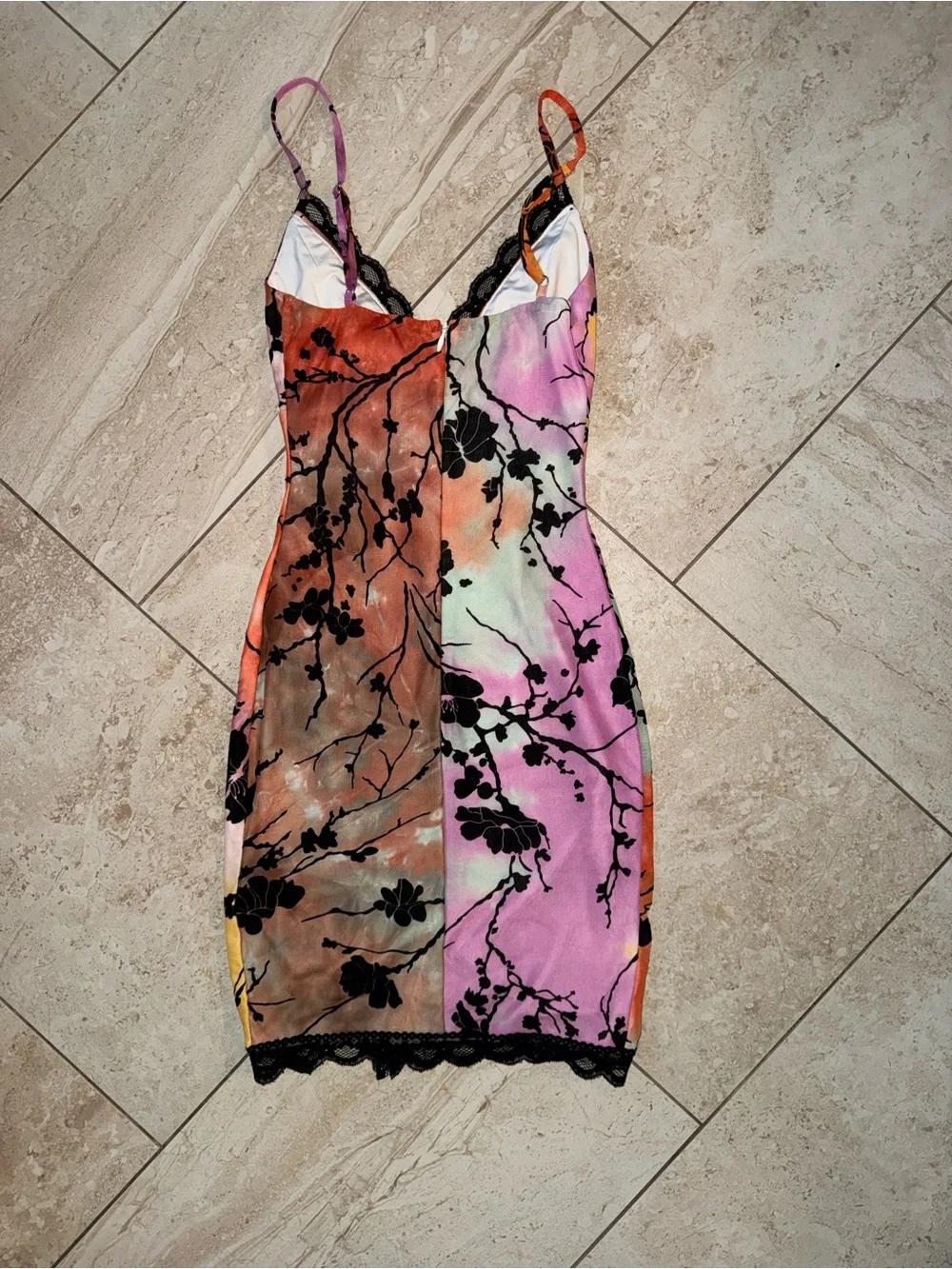 Princess Polly Multicolor Watercolor Lace-Trim Mini Dress - Picture 5 of 5